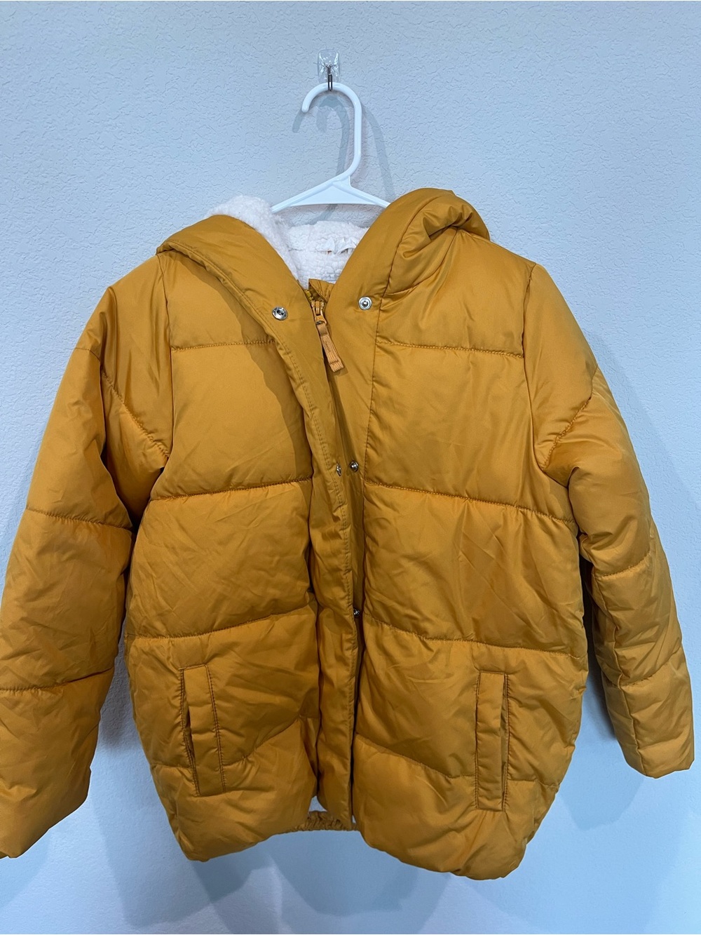 Old Navy Mustard Yellow Hooded Puffer Jacket for Kids